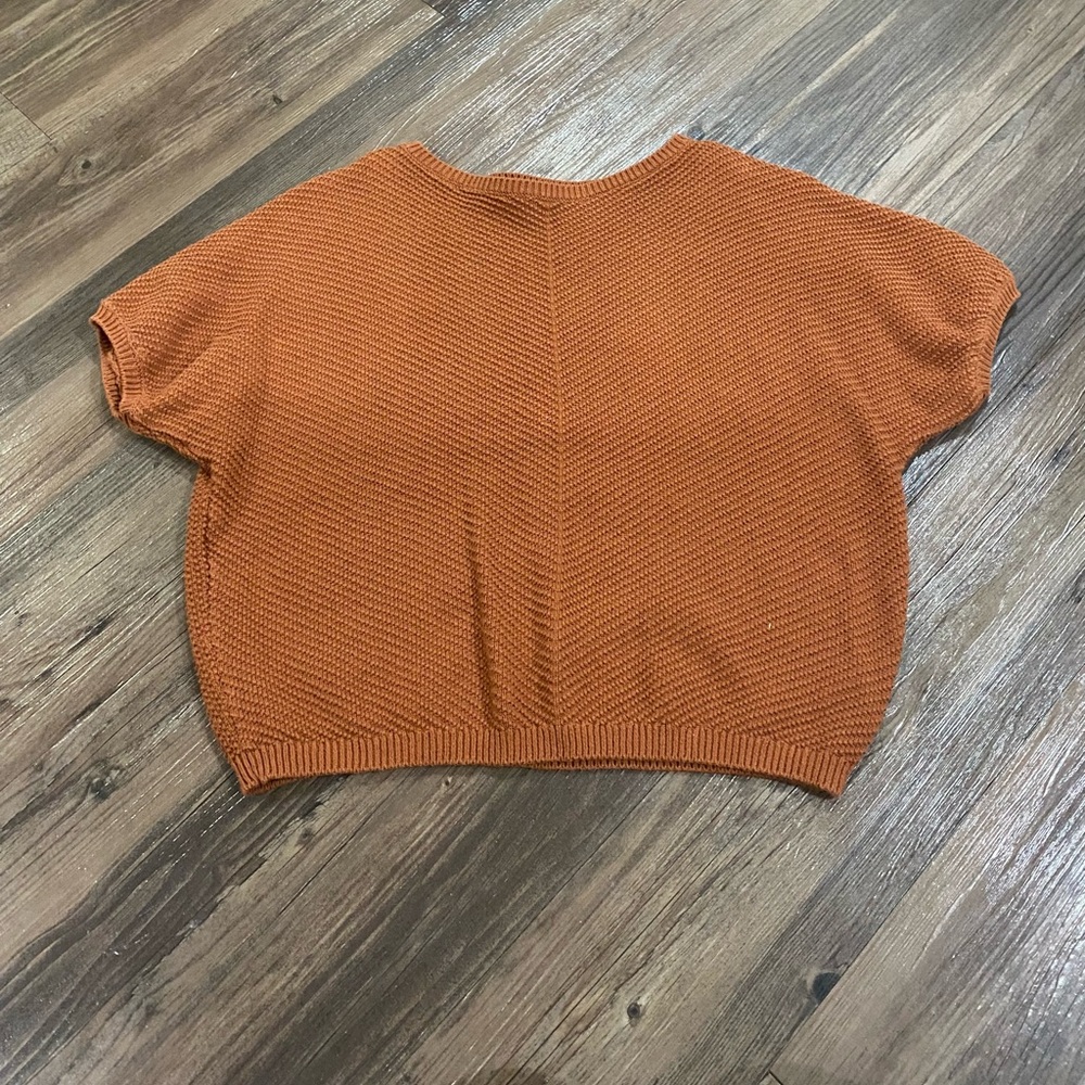 Knit Time and True Short Sleeve Top - Burnt Orange/Brown